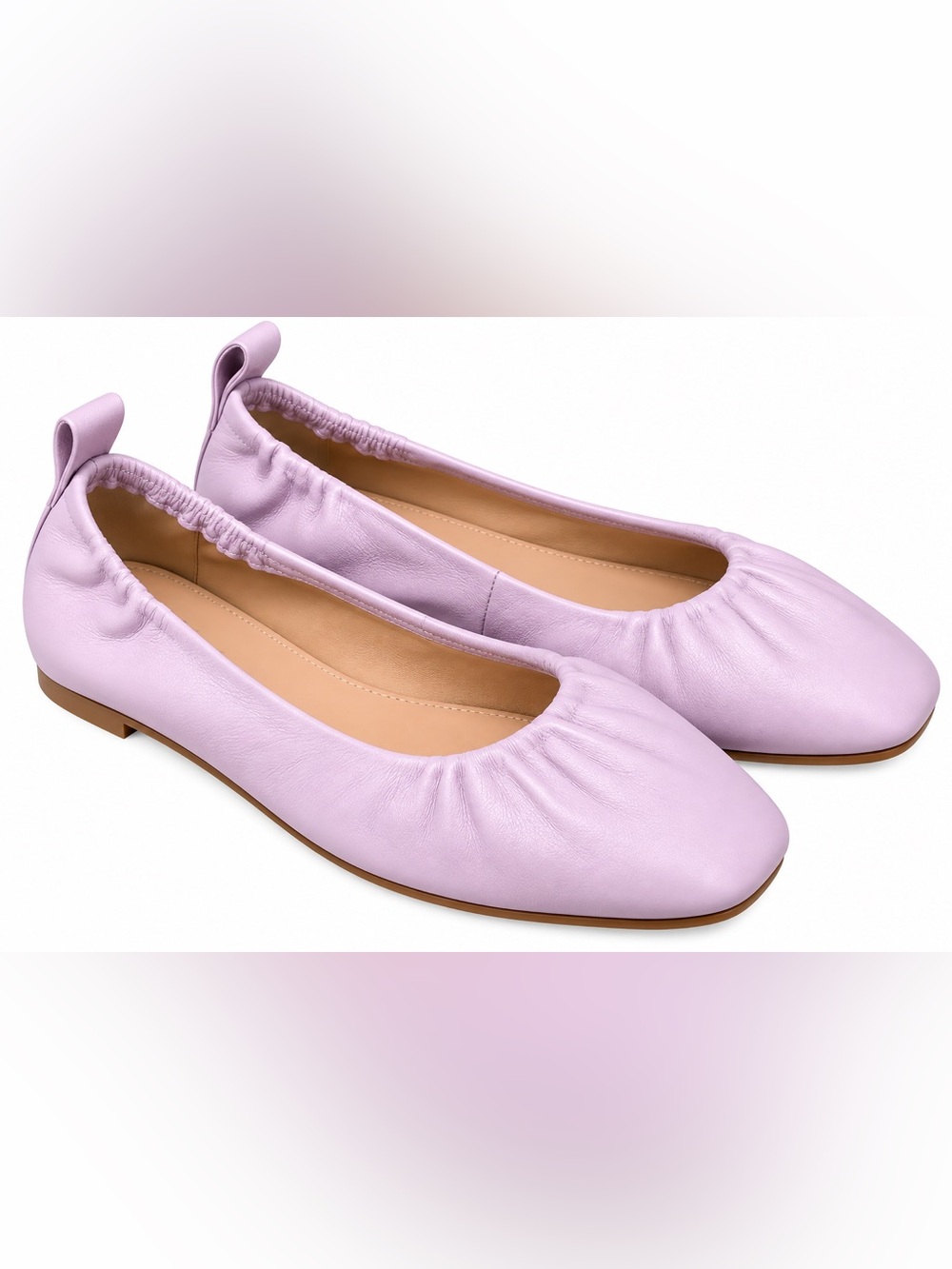 Paolo Newry-L Leather Ballet Flats in lavender fog Nappa